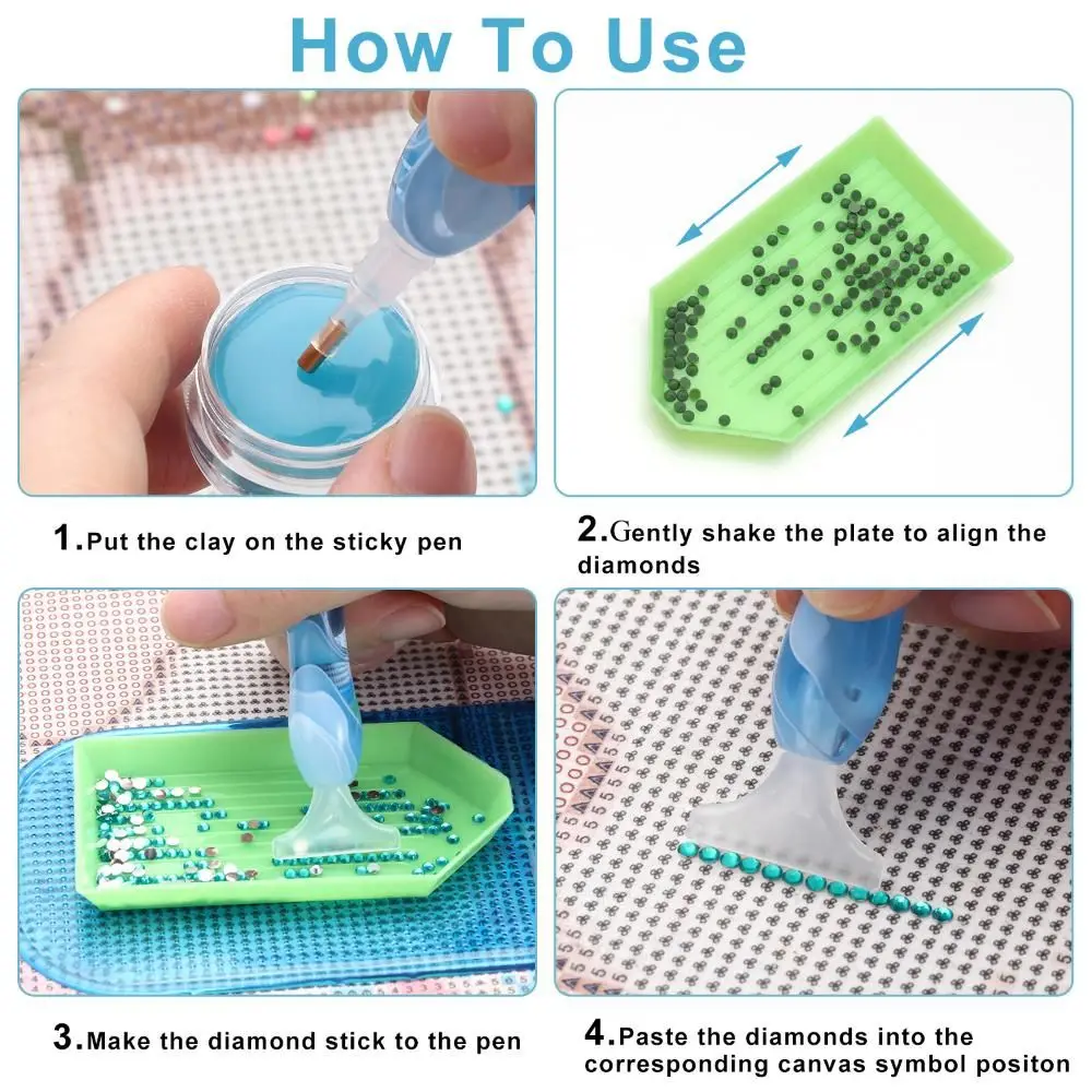 5D Resin Diamond Painting Pen SET Point Drill Pens Anti-Slip Diamond Painting Mat Cross Stitch Embroidery DIY Craft Nail Art