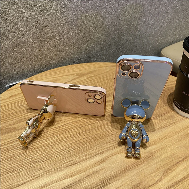 Coque de téléphone plaquée ours mignon, étui pour Xiaomi Redmi Note 11 7 8 10 12 Pro Max 10s 9s 11s 9 9A_voghion.com