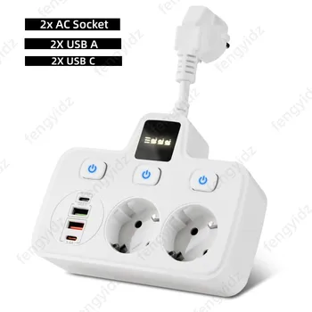 Wall socket Charger EU plug Power Strip TYPE-C Adapter USB Fast Charger Smart Home Socket Extension Socket With Night Light