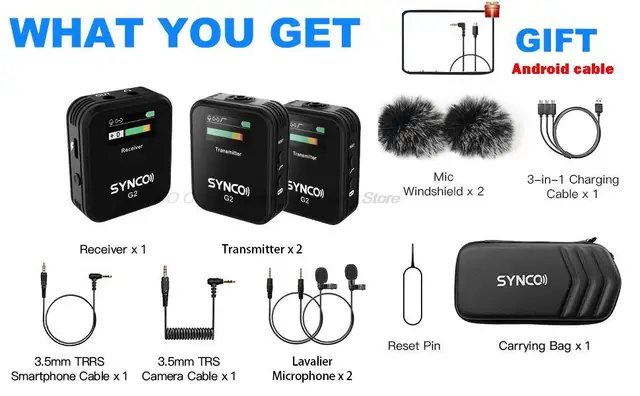 Micro Cravate Rode SYNCO G1 (A1) Système De Microphone Sans Fil 2,4 G Avec 1 émetteur, 1 Rode Wireless