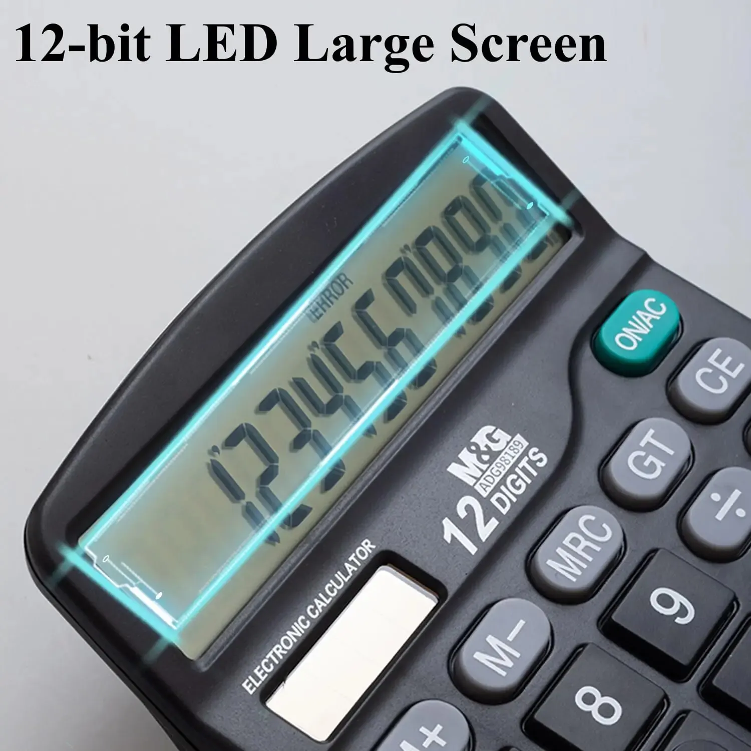 Calcolatrice Da Tavolo Con Display LCD - 10 Cifre, Alimentazione Solare E A Batteria, Tasti Grandi, Nero
