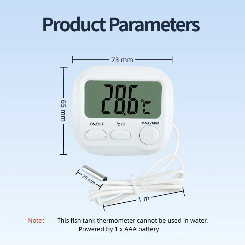 Aquarium Thermometer Probe Digital Thermometer Fish Tank &plusmn;0.1℃ High Precision Marine Plant Aquarium