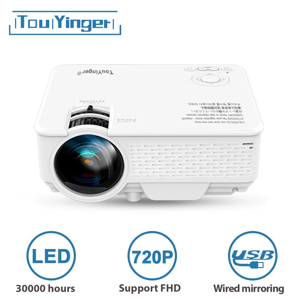 TouYinger Mini LED projector M4 Plus 720P, support Full HD video beamer for Home Cinema, 2800 lumen movie projector Media Player