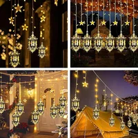 3M 10LED EU Plug Star โคมไฟผ้าม่านรอมฎอนโคมไฟห้องนอนกลางแจ้งรอมฎอนโคมไฟ Eid Party ตกแต่ง 2