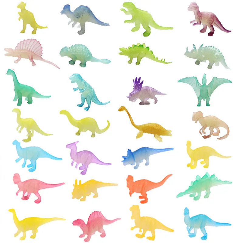 28Pcs Mini Luminous Dinosaurs Toys Action Figures Glow In The Dark Baby Boys Gift for Children Novelty Model Decoration Toy glow dark dinosaur blocks