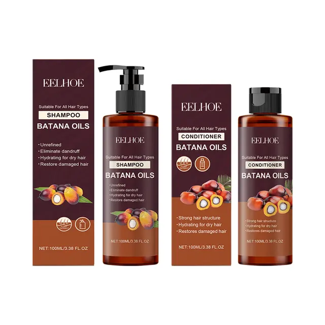 Batana Oil Shampoo Conditioner Set Oil Control Anti Dandruff Scalp Hair Treatment Split Ends Anti Frizz Hair Loss Hair Care Set 2