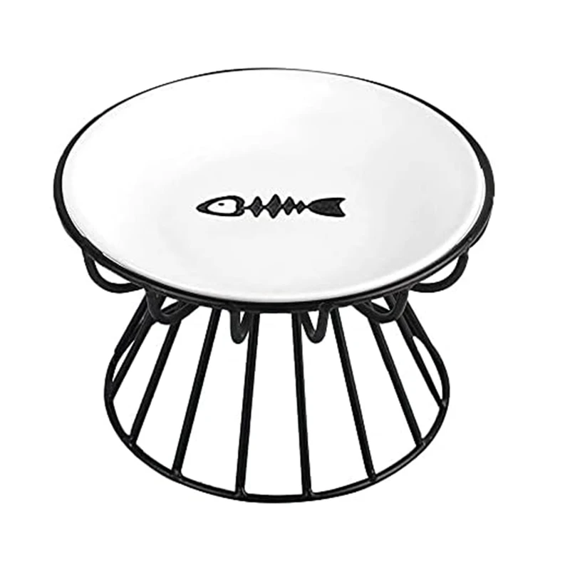 

Миска для кошек, поднятая миска для кошек, приподнятая керамическая миска для кошек с металлической подставкой, для воды или кормления домашних животных, прочная, подходит для посудомоечной машины