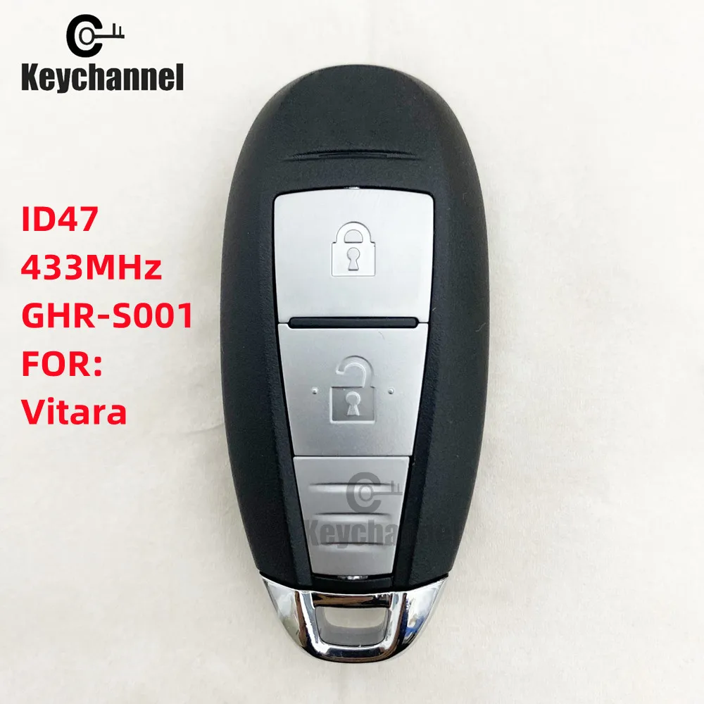 Keychannel 2 Button Smart Remote ID47 433MHz Car Key Fob GHR-S001-BSS Proximity Keyless for Suzuki Vitara Remote With HU87 Blade