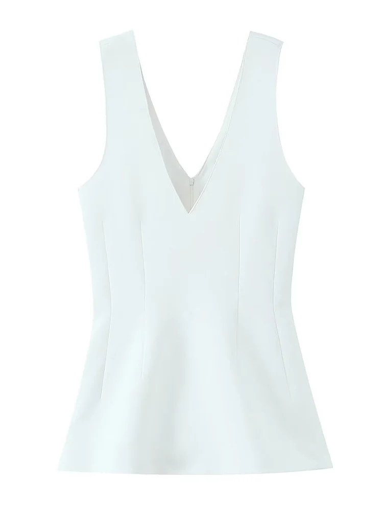 TFMLN Women Waistcoat Chic Sleeveless Tank Top Female Slim Office Solid Vest Woman V-neck Fashion Style Vests Elegant Femme