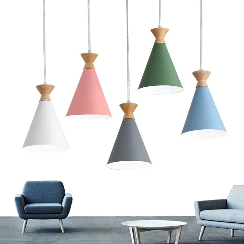 

Modern Pendant Lights Minimalist Horn Shape Hanging Lamps Dining Table Kitchen Island Lighting Macaron Color Fixtures Bedroom
