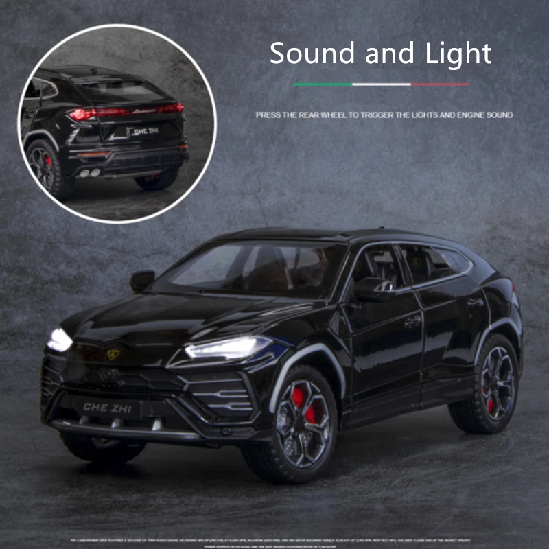 1:24 URUS SUV Alloy Sports Car Model Diecasts Metal Off-road Vehicles Car Model Simulation Sound Light Collection Kids Toys Gift 5