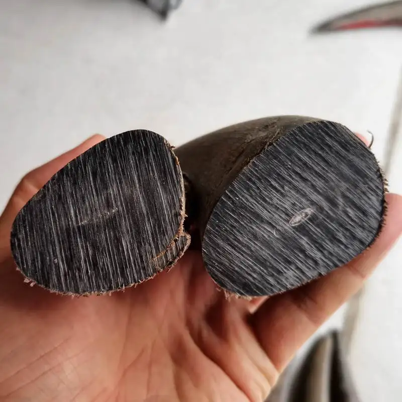 Natural Black Buffalo Horn Pointed Full Solid Raw Material DIY Handicrafts Carving Stamp Knife Handle Hand String Buddha Bead