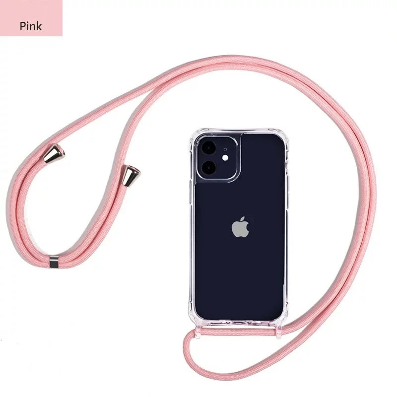 Crossbody Necklace Cord Lanyard Transparent Hard Case for iPhone 16 15 14 13 12 11 Pro Max XS XR X 8 7 Plus 15 Clear Soft Cover phone case iphone case phone protector cover