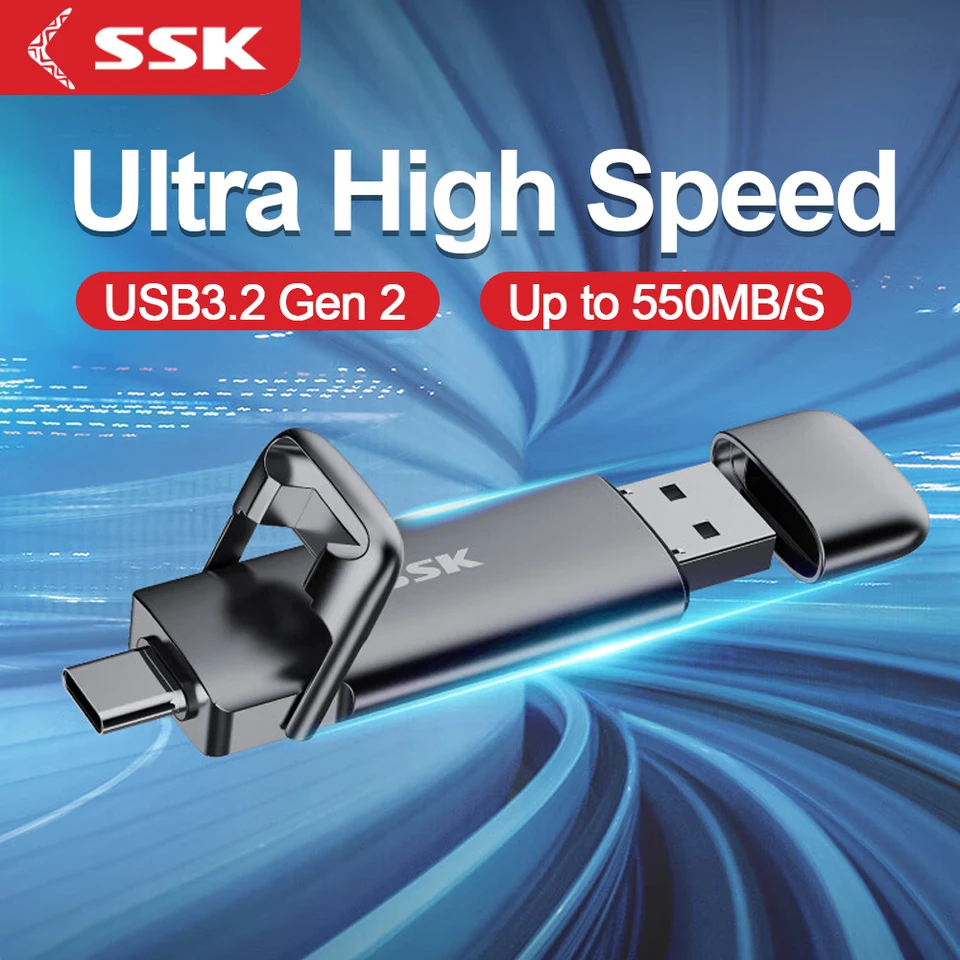 SSK SSD Externe 2to NVe SSD Portable, jusqu'à 1050 o/s Vitesse de