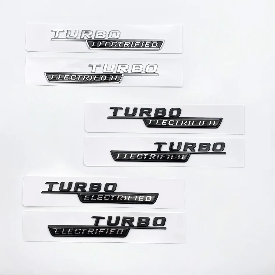 Mercedes Benz Amg C43 2022 자동차 펜더 네임 플레이트 로고 스티커 용 새로운 Turbo_electrified Turbo-ELECTRIFIED 언더 라인 ABS 엠블럼