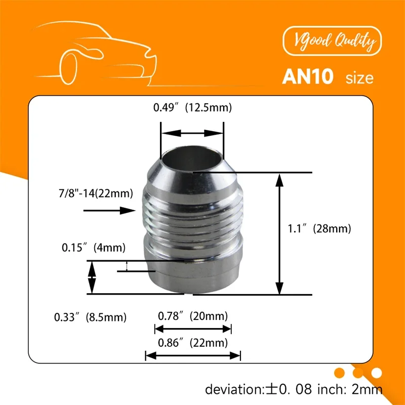 4PCS AN10 7/8"-14 22mm Male Thread Aluminum Adapter Weld on Bung for Hose Tank