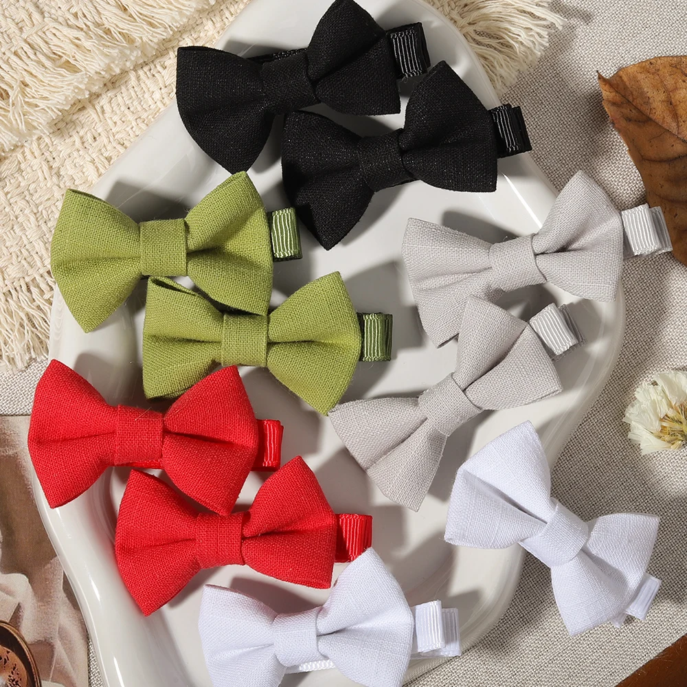 Conjunto de ganchos de cabelo com laço em tecido para bebé_voghion.com
