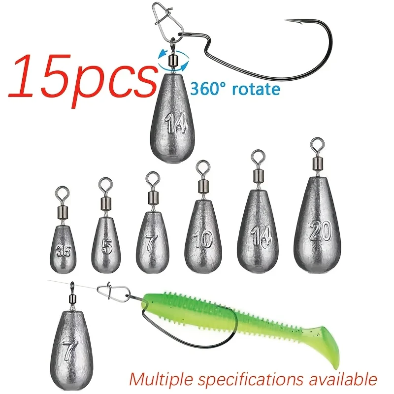 Premium Assorted Fishing Sinkers Set - 15 Pieces