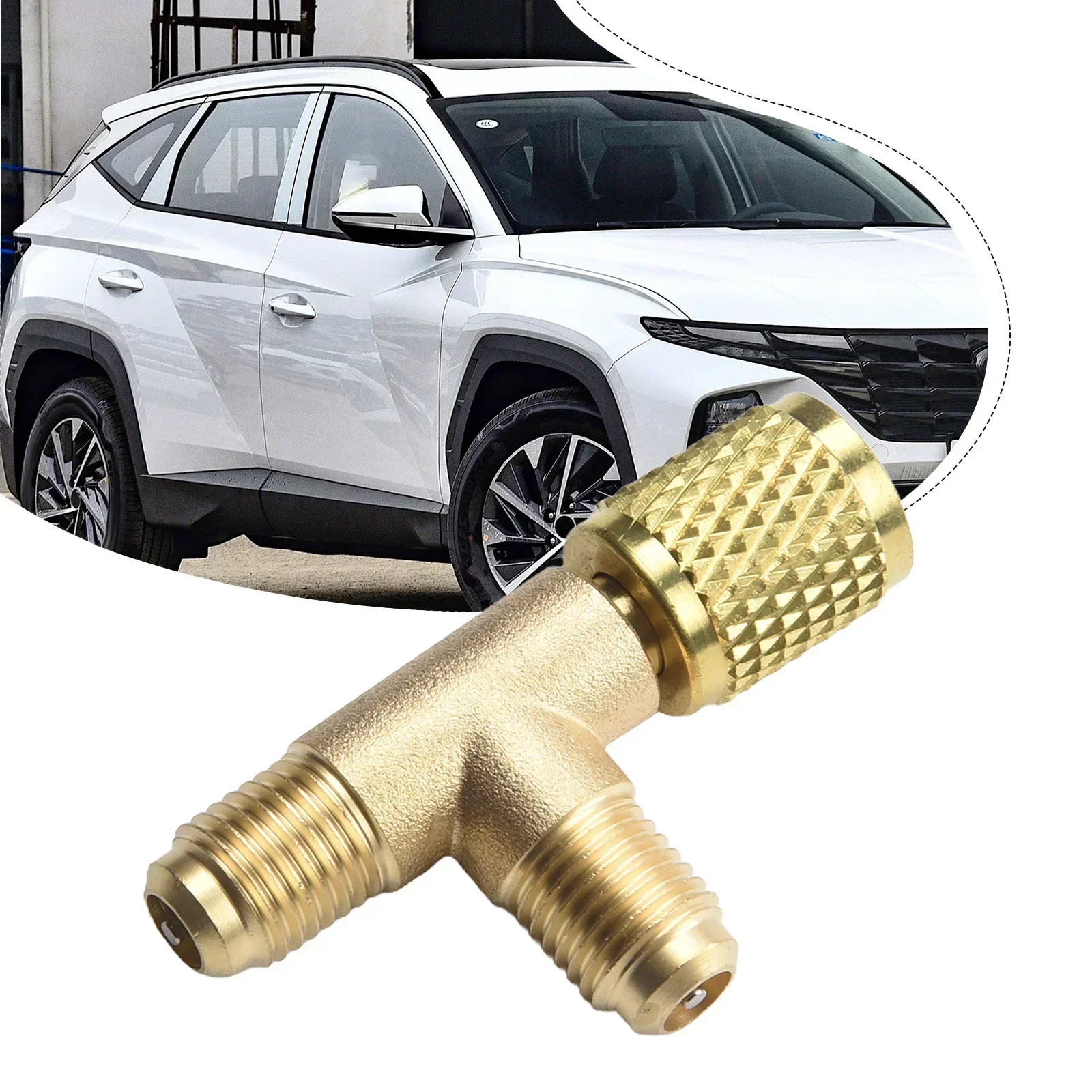 Quick Coupler Tee Adapter Valve Core Tee Adapter Brass 1/4in SAE Air Conditioning Interface 1x Fits R22 R12 R134