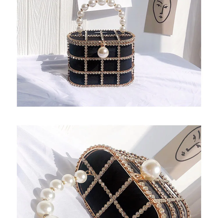 Kavi - Diamond & Pearl Metallic Cage Clutch detail 10