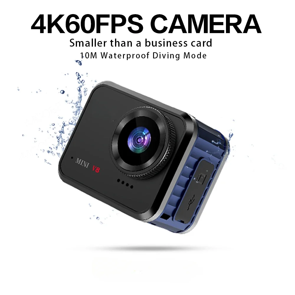 Mini Action Camera 4K60fps Ultra HD  V8 16MP WiFi 145° 10M Body Waterproof Helmet 2025 Recording Cameras Sports DV Cam Hot Sale 2