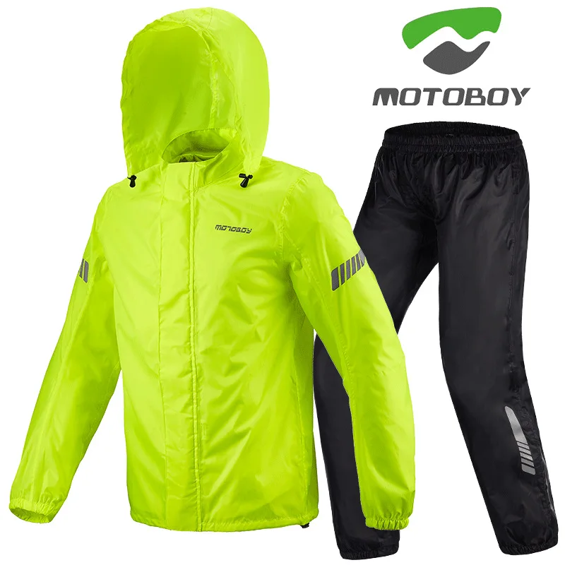 MOTOBOY Motorcycle Raincoat Set Men Split Breathable Rainstorm Prevention Motocross Raincoat Reflective Riding Clothing
