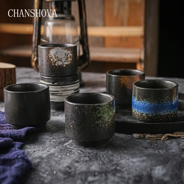 Chanshova 200Ml Kínai Retro Stílusú Kézzel Festett Spray -Máz Kerámia Teáscsésze Kis Kávéscsésze Porcelán Tea Csésze Készlet T010 - Image 3