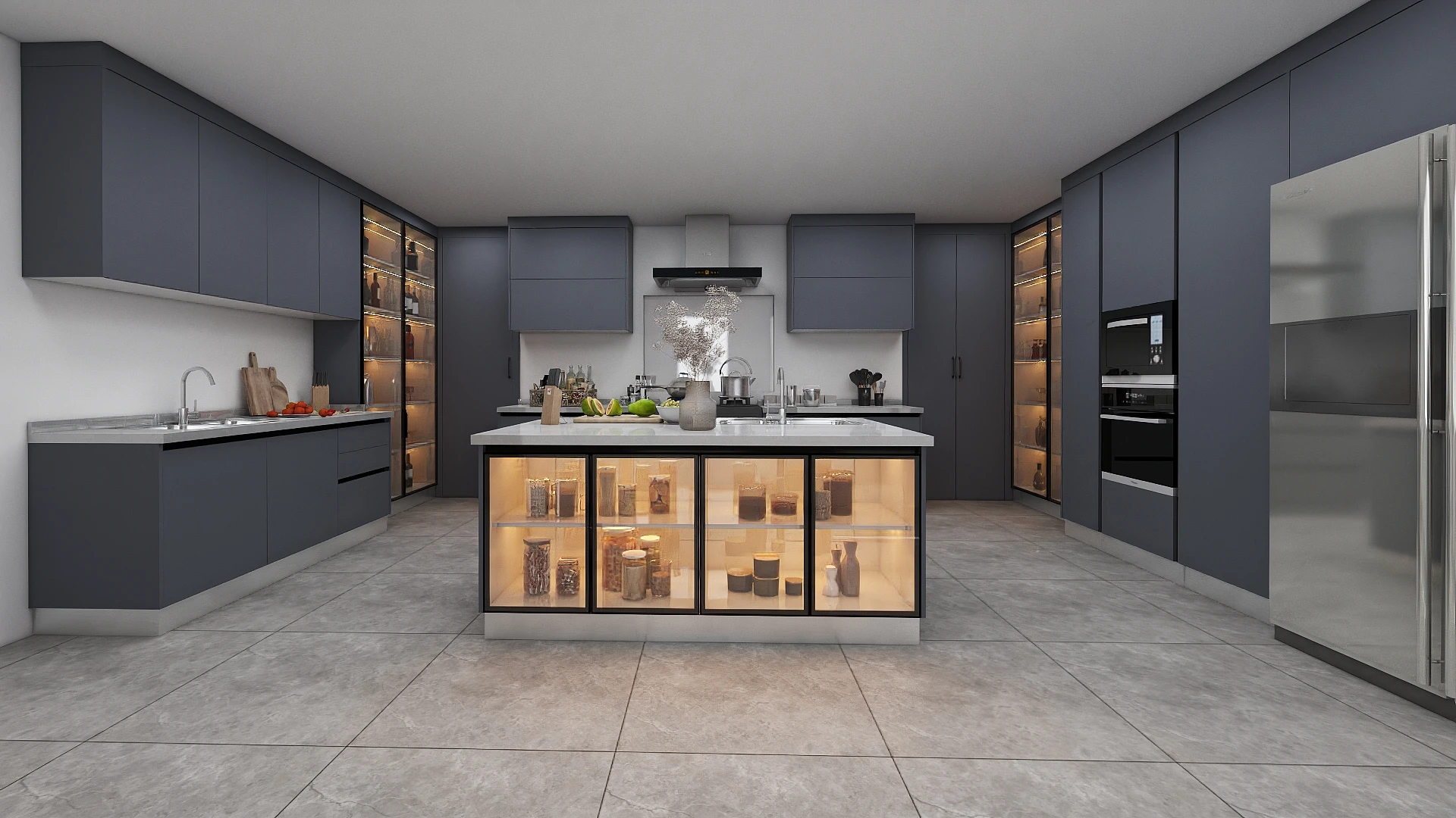 China Manufacturer Home Kitchen Furniture Modern Kitchen Cabinet Luxury Designs Modular Smart Furniture With Island