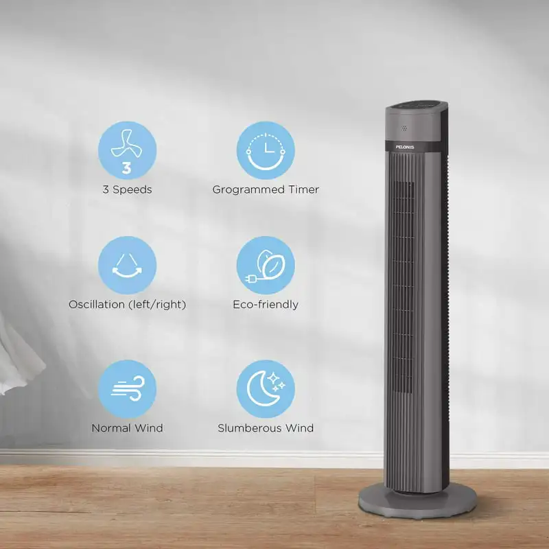 Pelonis 40 Oscillating Tower Fan with Remote, 3-Speed Settings with  3-Modes, Black - AliExpress