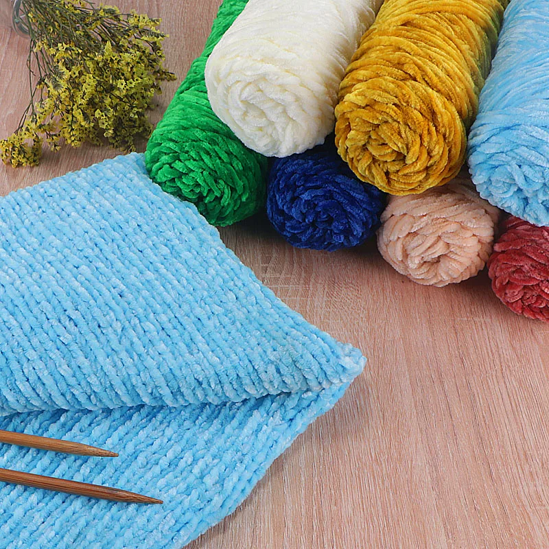 Plush Yarn Soft Chenille Yarn for Knitting DIY 100% Polyester  Velvet Yarn Amigurumi Accessories  1 Skein 100g 130M 2