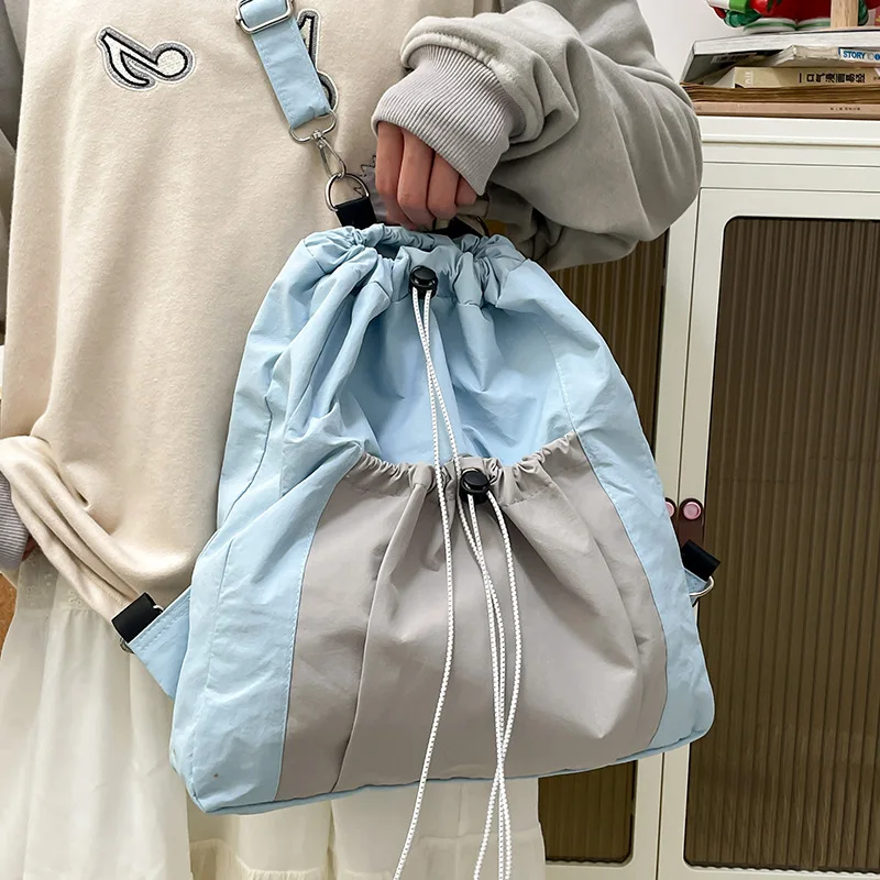 

Richme Casual Women Backpacks Harajuku Nylon Patchwork Drawstring Mochilas Para Mujer Daily Commute Students Soft Bag Female