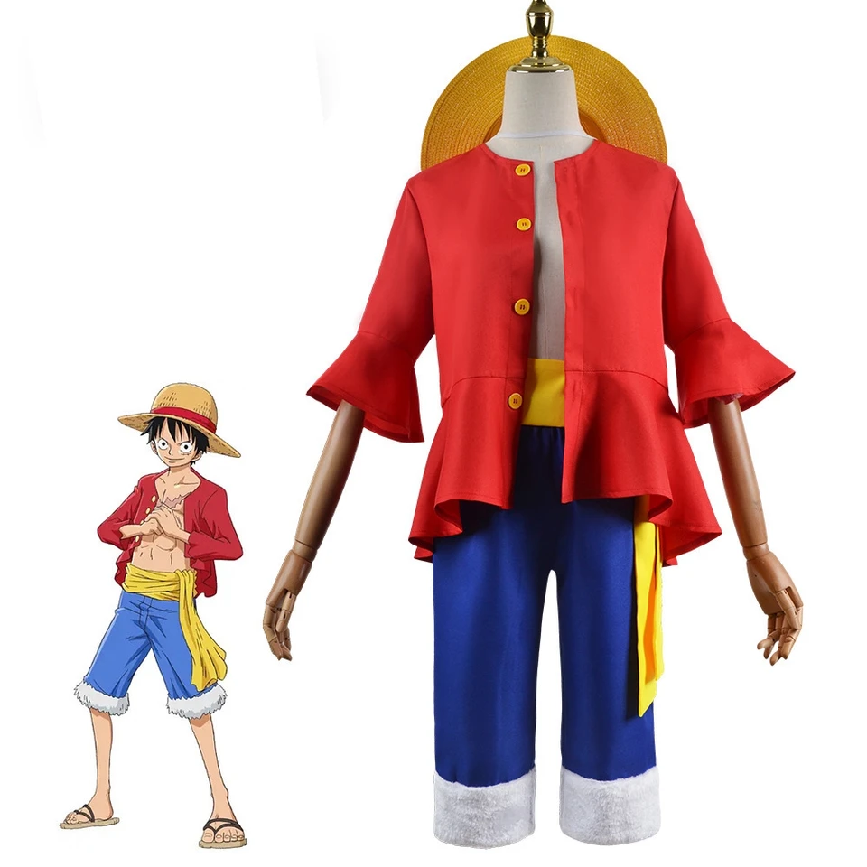 Anime Luffy Cosplay Costume Straw Hat Red Jacket Halloween Carnival Party  Costumes for Men Women Adult Children - AliExpress, image size:960x960