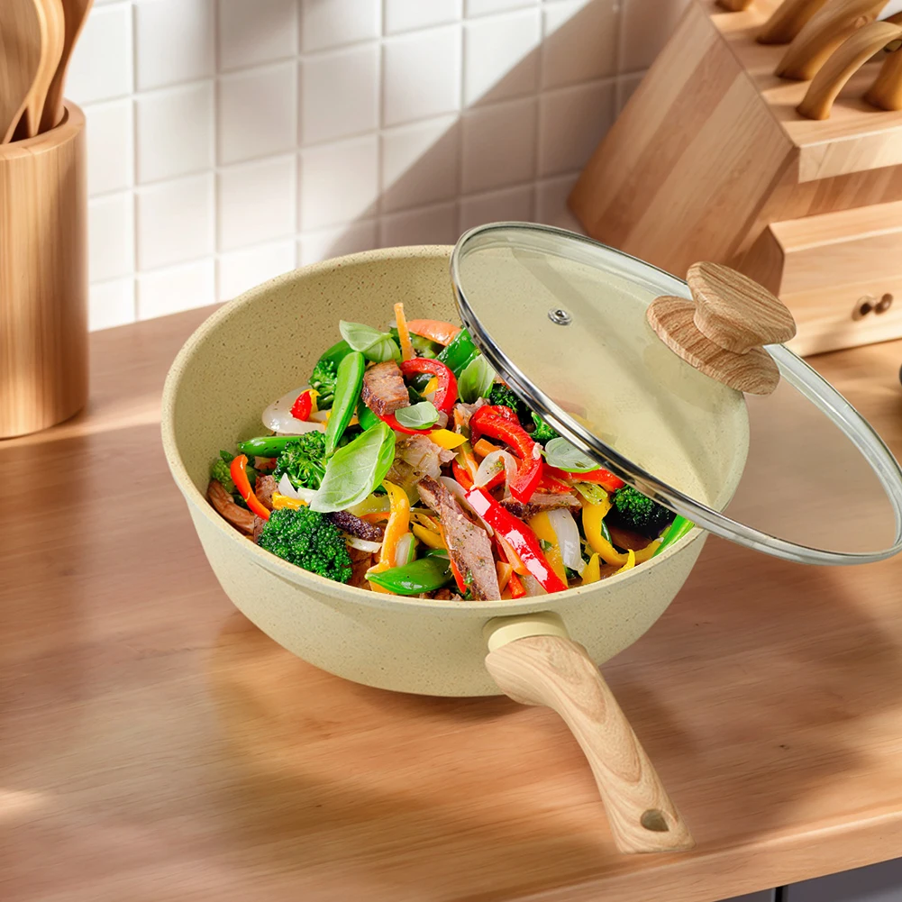 Nonstick Iron Frying Pan Skillet with Lid for Eggs and Omelets