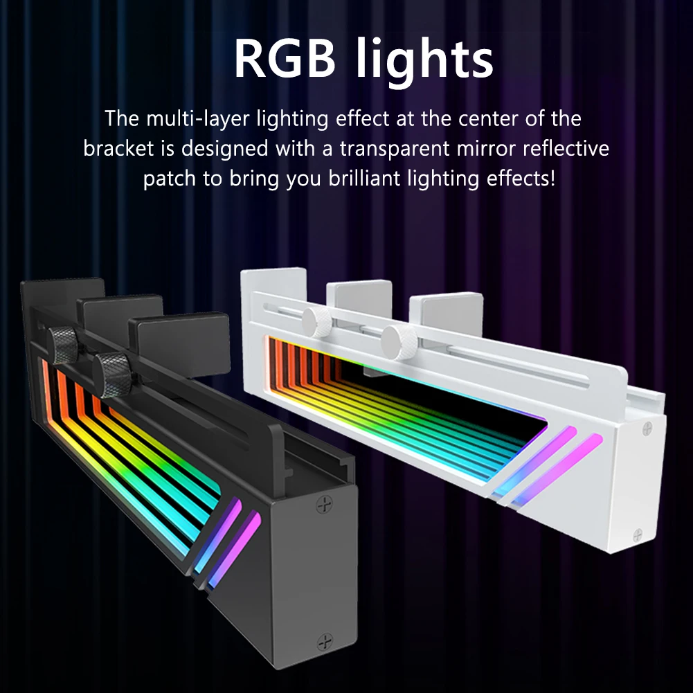 Supporto GPU ARGB Regolabile - Con Luci LED 5V 3PIN - Per Schede Video Pesanti - Foto 3
