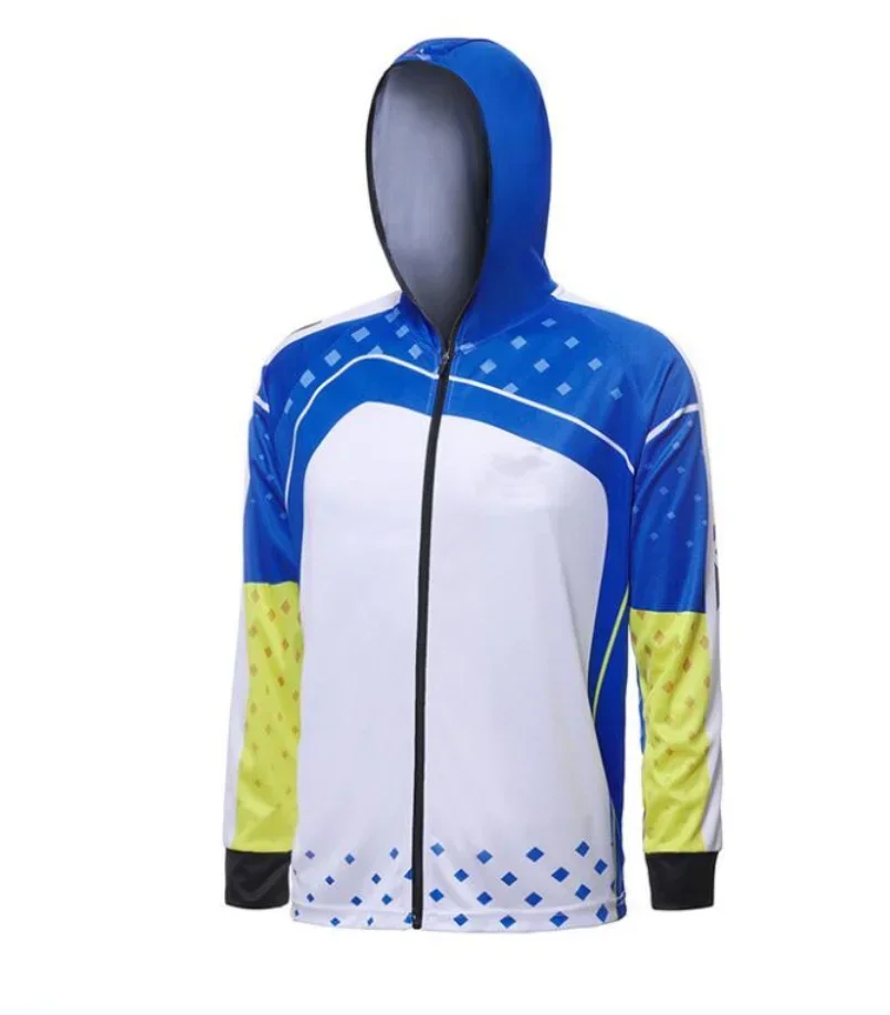 Waterproof Fishing Shirts UV Protection Quick Dry Mens Hooded Digital Printing Fishing Shirt Long Sleeve
