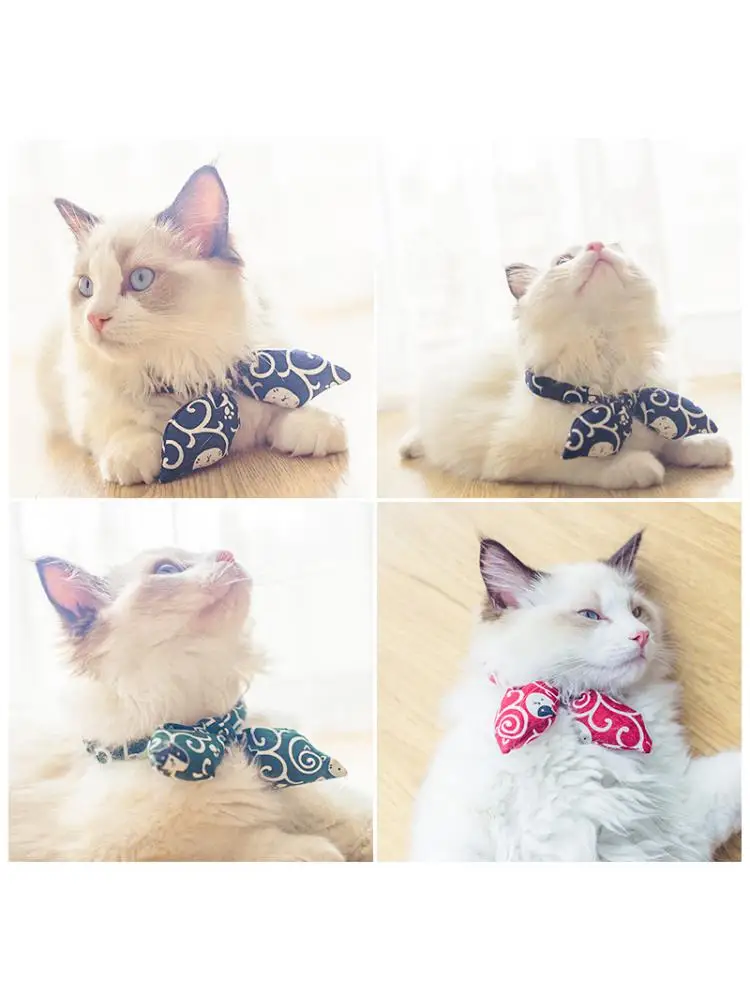 

Pet Japanese Style Collar Bow Tie Adjustable Handmade Cat Puppy Bow Tie