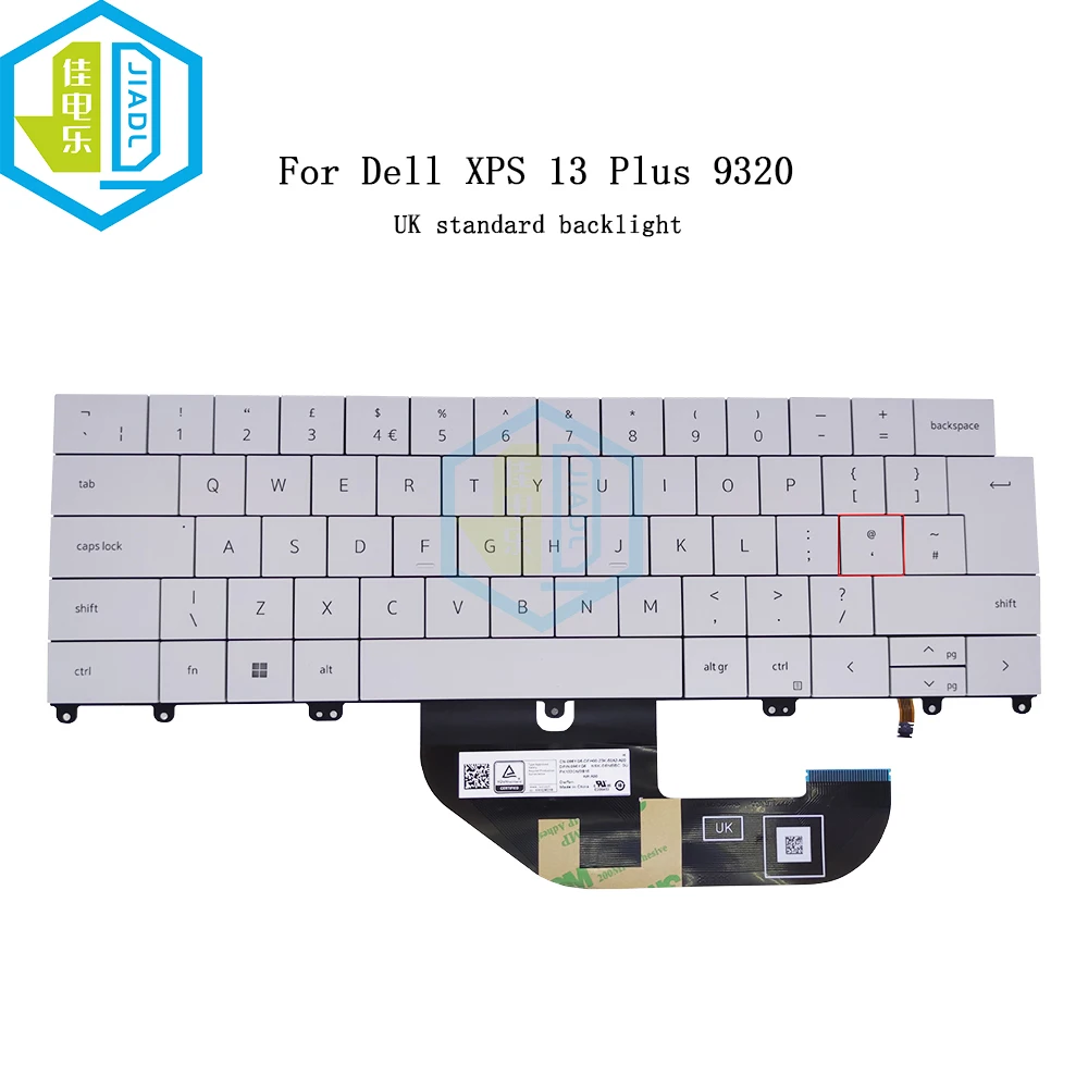 

US UK GB Backlight Keyboard For Dell XPS 13 Plus 9320 13-9320 086YG6 0M6VRM English Laptop Keyboards White Keycaps 86YG6 M6VRM