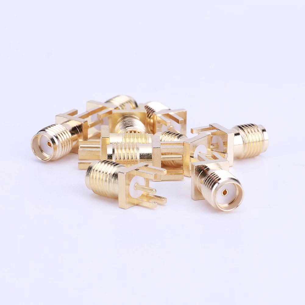 10 Pcs SMA Female Jack Adapter 50 Ohm SMA Female Base Socket Jack Brass Solder PCB Board Edge Mount Adapter