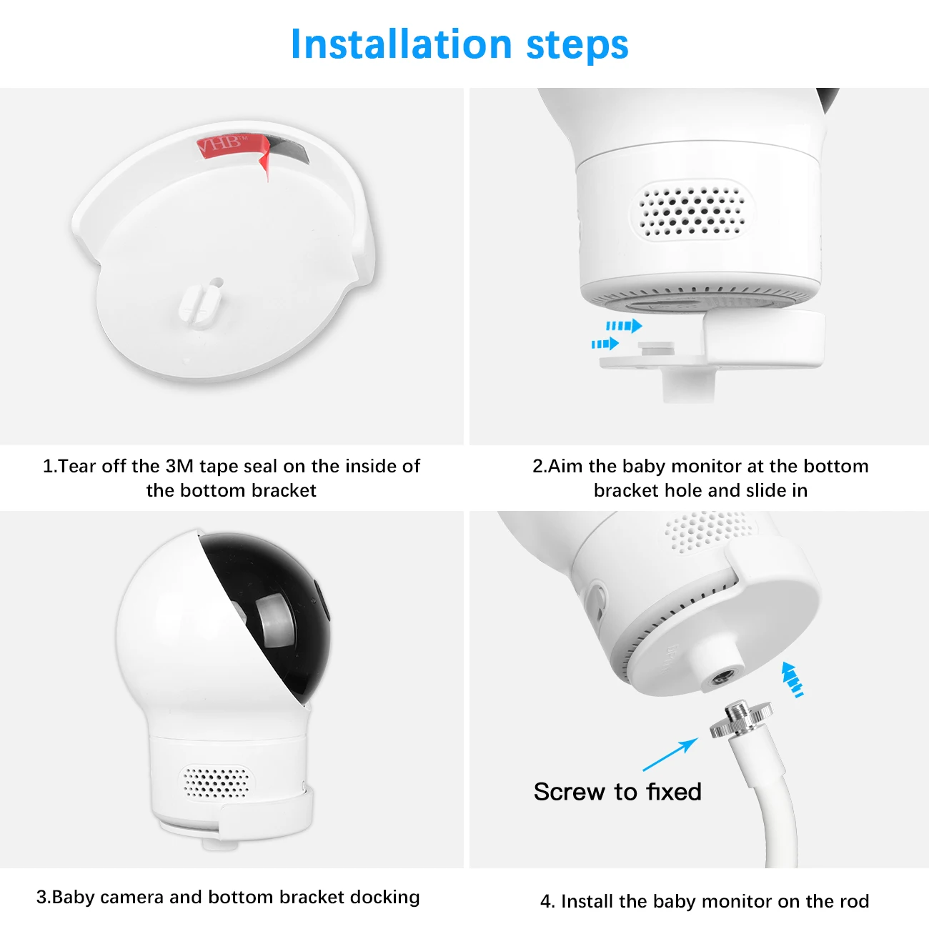 Grampo de montagem flexível com base, Titular Baby Monitor, Berço Berço, Prateleiras ou Móveis, Vídeo Berço