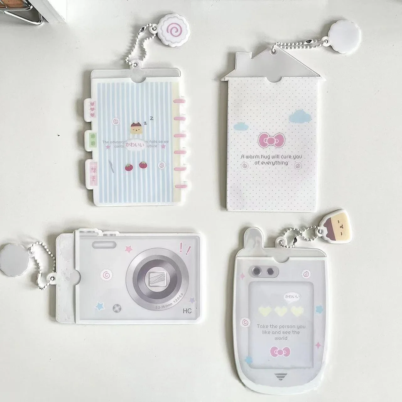 PVC card cover mobile phone camera fan star love beans small card campus card collection card bag display pendant 2