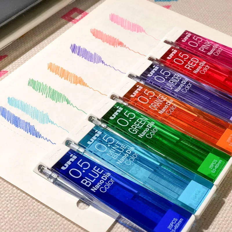 Japan Uni Nano Dia Color 0.5 0.7 -202NDC colored Mechanical pencil leads refills 0.5mm writing supplies 202NDC