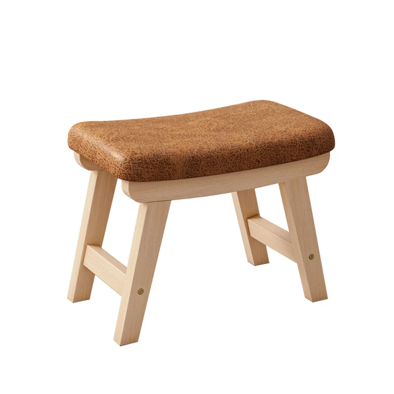 

Home Luxury Seat Stool With Detachable Cover Ergonomic Modern Upholstered Small Bench Chair Solid Wood Sofa Footstool