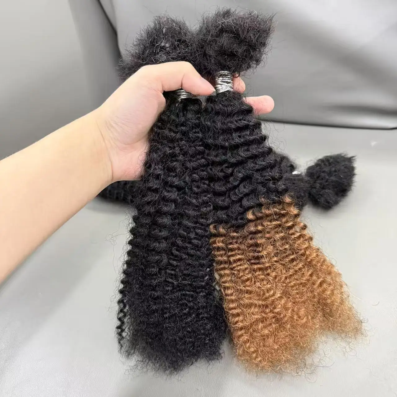 4c kinky hair bundles Twist Braids Afro Kinky Curly Bulk Extension Mini Braids 16Inch Remy Human Hair Bulk No Weft 5