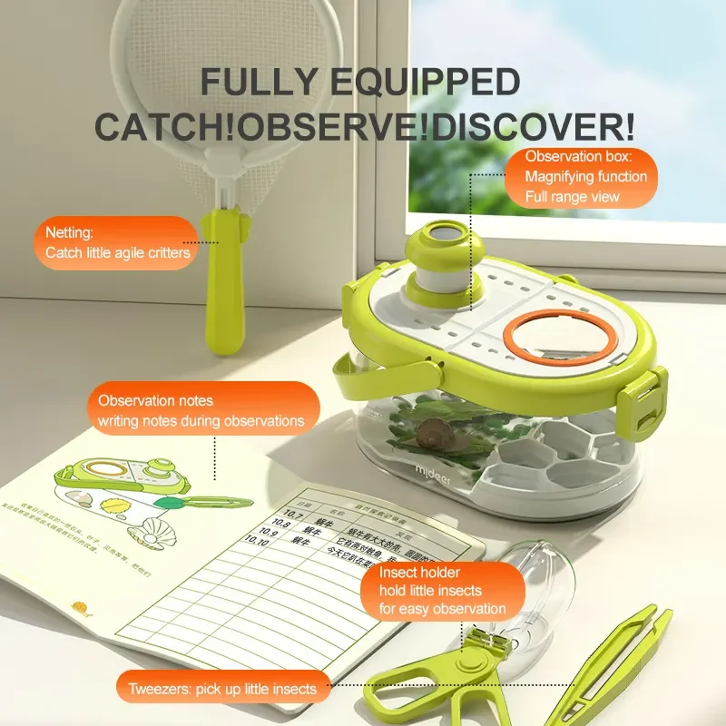 Mideer Bug Viewer Outdoor Insect Box Magnifier Observer Kit Catcher Cage Kids Science Nature Exploration Tools Educational Toy 5