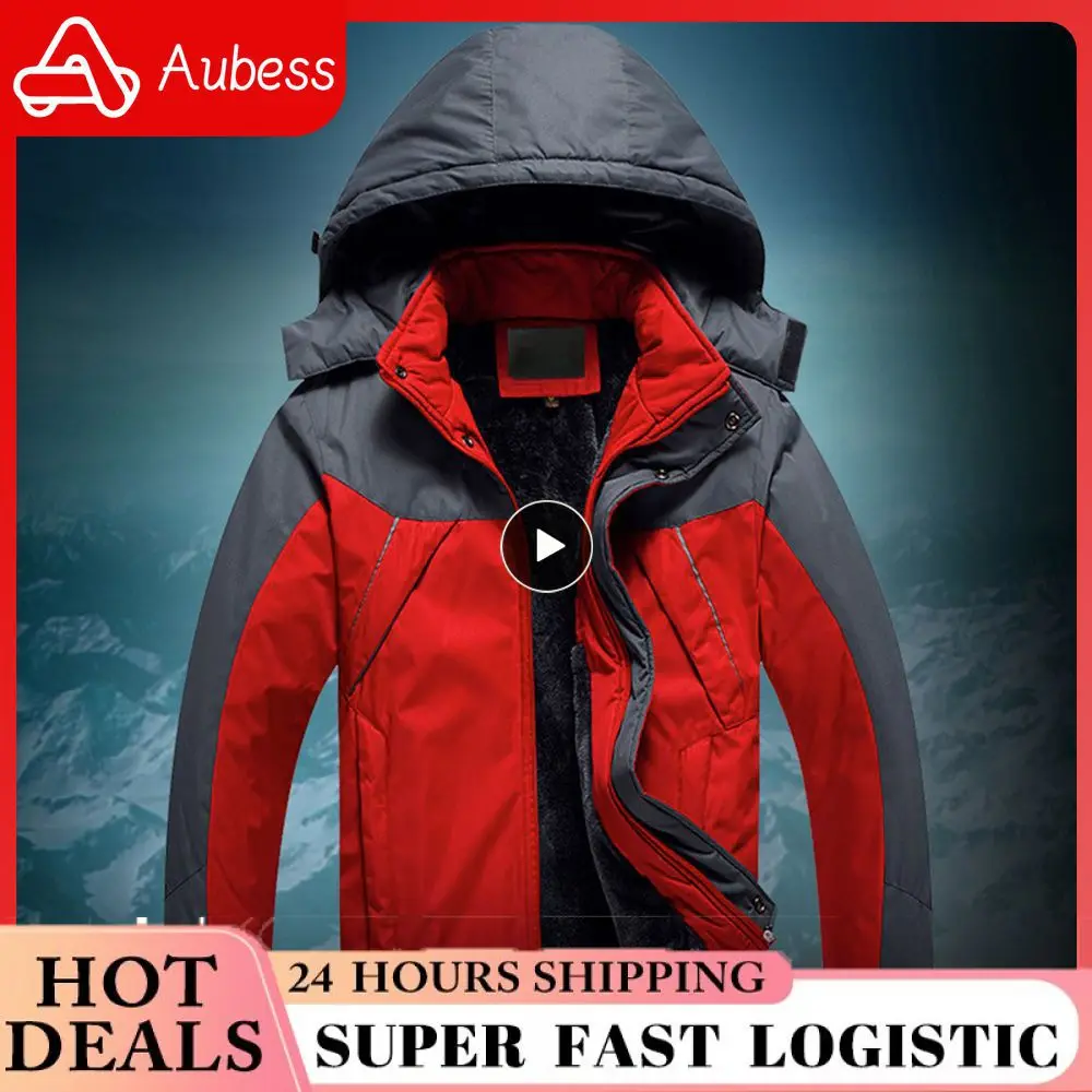 

1PCS Men Winter Thick Velvet Windproof Down Coat High Quality Male Waterproof