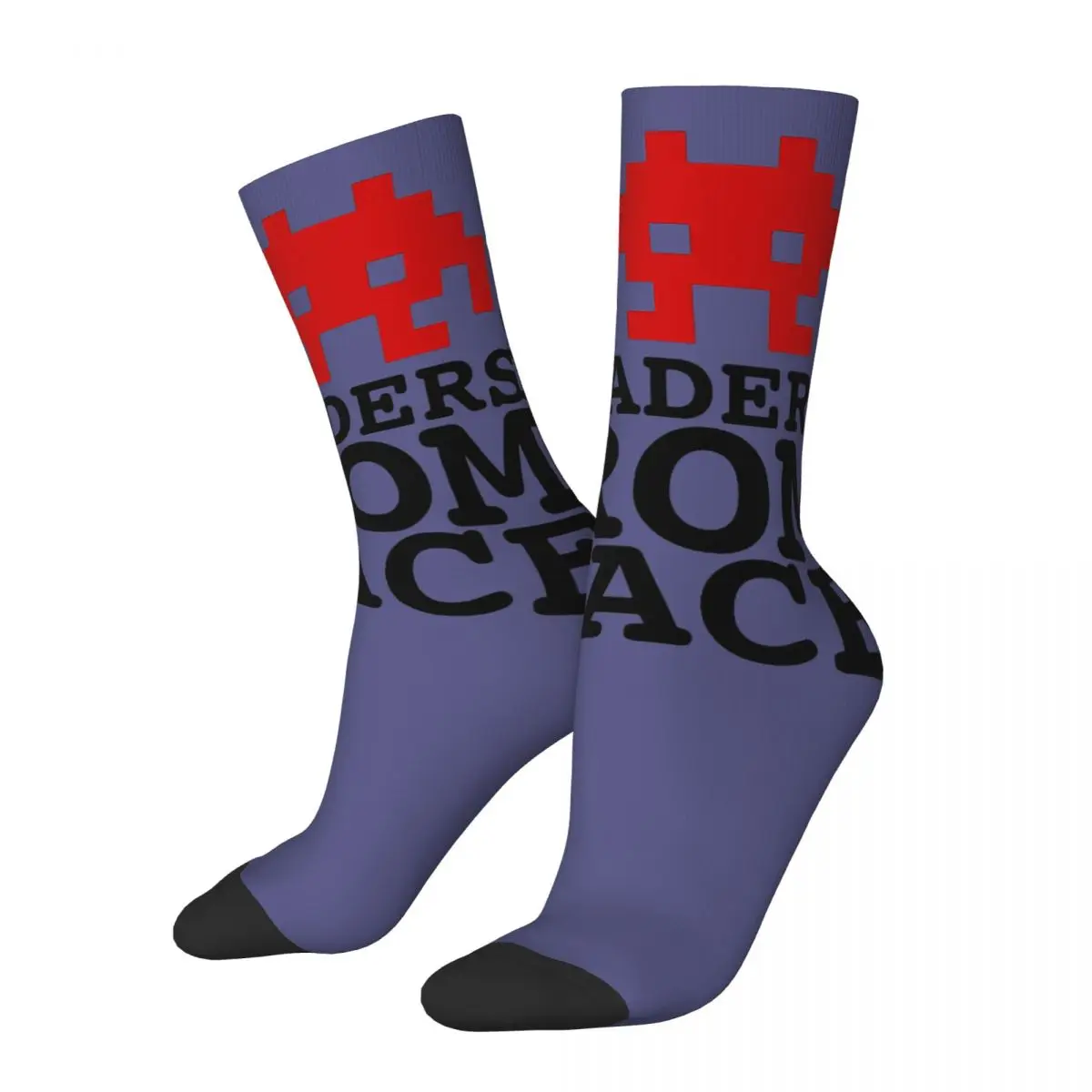 Happy Funny Men'S Compression Socks I Love Vintage Harajuku Space Invaders Arcade Shooter Game Hip Hop Seamless Crew Sock