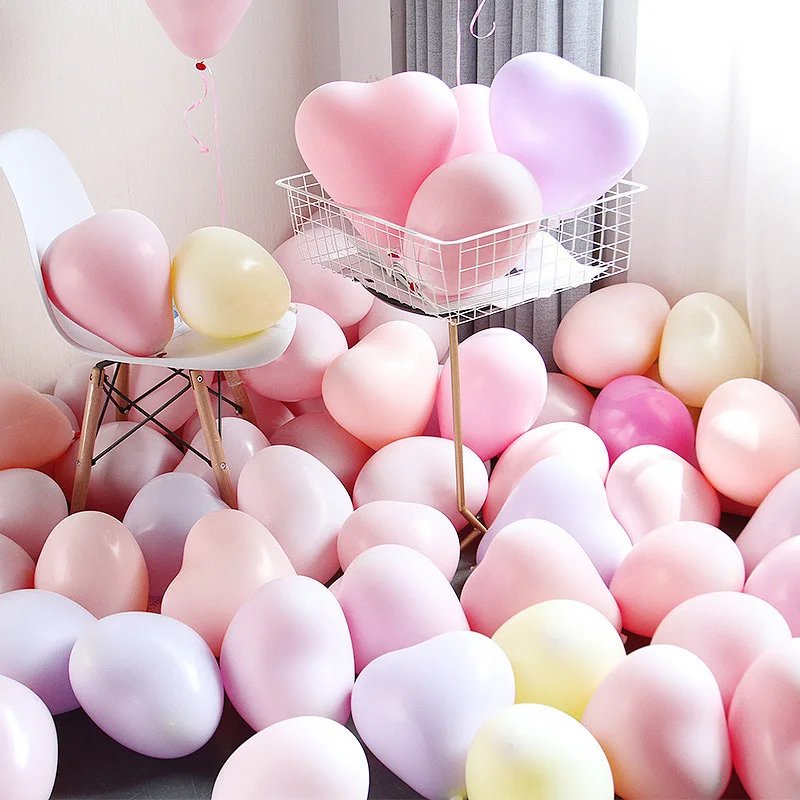 

100pcs 10inch Matt Heart-shaped Macaron Latex Balloon Wedding Birthday Party Scene Decor Kids Shower Globos Anniversary Supplies