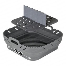 Silicone Liner with Divider for Airfryer, 8.5 - Inch Square Baking Basket (Grey)