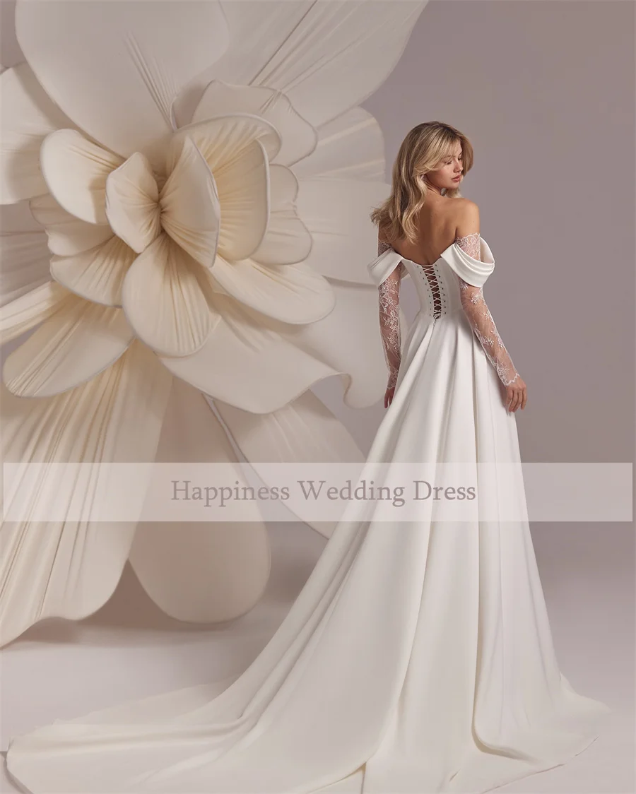 Customized Strapless Corset Designs 3/4 Lace Sleeve A-Line Front Split Lace Up Wedding Dresses vestidos de novia wedding dresses