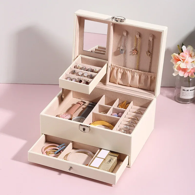 New Leather Jewelry Box, Jewelry Storage Box, Simple Multi-layer Large-capacity Jewelry Storage Box